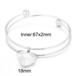Fashion Adjustable Double Circular Bracelet Stainless Steel Heart Bangles Silver Color - KB168040-Z