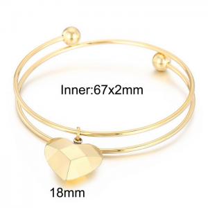 Fashion Adjustable Double Circular Bracelet Stainless Steel Heart Bangles 18K Gold Plated - KB168041-Z