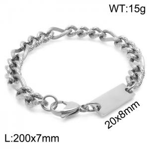Silver Color 7mm Figaro Chian ID Bracelet - KB168120-Z