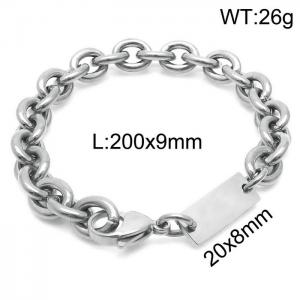 Silver Color 9mm Cable Chian ID Bracelet - KB168122-Z