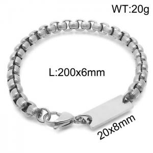 Silver Color 6mm Box Chian ID Bracelet - KB168128-Z