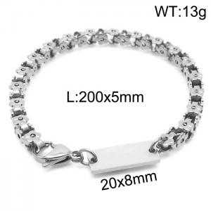 Gold Color 5mm Flower Box Chian ID Bracelet - KB168134-Z