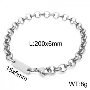 Silver Color 6mm Cable Chain ID Bracelet - KB168148-Z