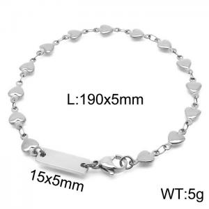 Silver Color 5mm Heart Chain ID Bracelet - KB168154-Z