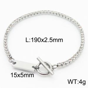 Gold Color 2.5mm Zircon Chain ID Bracelet with OT Clap - KB168157-Z