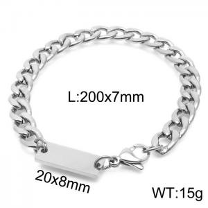 Silver Color 7mm Cuban Chain ID Bracelet - KB168158-Z