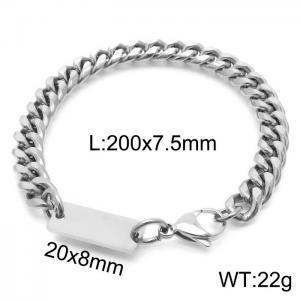Silver Color 7.5mm Cuban Chain ID Bracelet - KB168162-Z