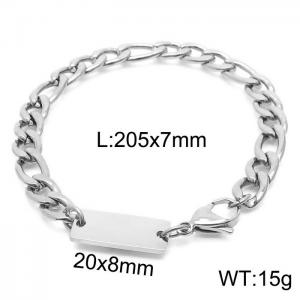 Stainless steel 205x7mm cuban chain lobster clasp classic do it yourself own silver bracelet - KB168168-Z