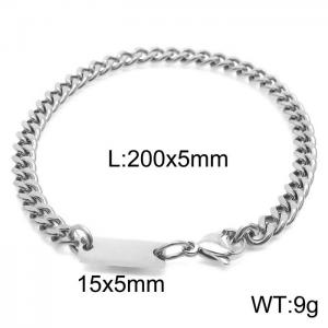 Stainless steel 200x5mm cuban chain lobster clasp classic do it yourself own silver bracelet - KB168170-Z