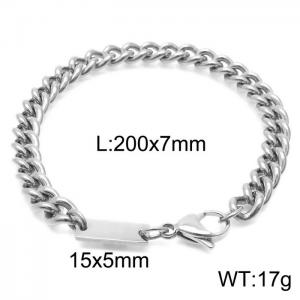 Stainless steel 200x7mm cuban chain lobster clasp classic do it yourself own silver bracelet - KB168172-Z