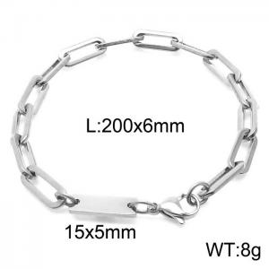 Stainless steel 200x6mm link chain lobster clasp classic do it yourself own silver bracelet - KB168174-Z