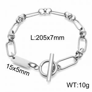 Stainless steel 205x7mm mixed link chain charm circle clasp classic do it yourself own silver bracelet - KB168176-Z