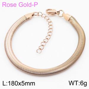 Stainless steel 180x5mm snake chain with extended chain classic rose gold bracelet - KB168219-Z