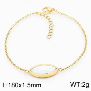 18cm Long Gold Color Stainless Steel Oval Crystal Glass Link Chain Bracelets For Women - KB168247-KFC