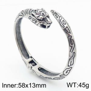 Punk Vintage Tiger Cuff Bangle Men's Stainless Steel Open Bangles - KB168255-KJX