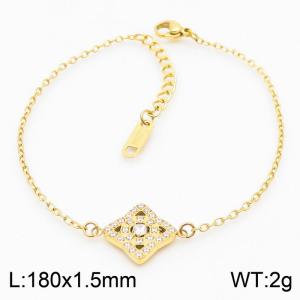 Stainless steel 180X1.5mm welding chain with four leaf crystal charm fashional gold bracelet - KB168259-KLX
