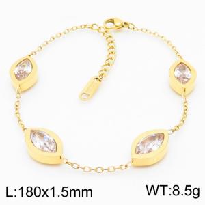 Stainless steel 180X1.5mm welding chain with four big stone charm fashional gold bracelet - KB168261-KLX