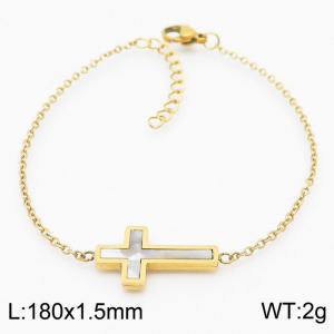 Cross Shell Collar Chain Gold Bracelet - KB168349-KFC