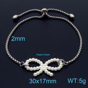 Fashion Pearls Bowknot Bracelet Ins Stainless Steel Adjustable Bracelets - KB168436-Z