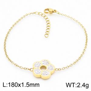 180mmx1.5mm Gold color Crystal flower stainless steel  Bracelet jewelry - KB168479-KFC