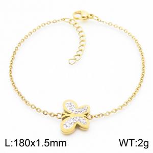 180mmx1.5mm Gold color Crystal Butterfly stainless steel  Bracelet - KB168480-KFC