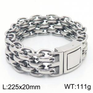 Stainless steel 225x20mm special layers chain magnetic clasp strong heavy man silver bracelet - KB168484-KJX