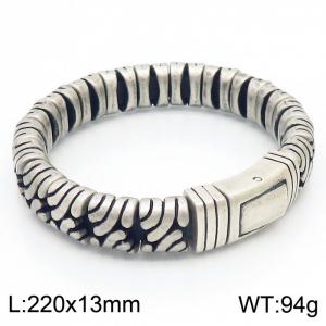 Stainless steel 220x13mm magnetic clasp retro strong man silver bangle - KB168485-KJX