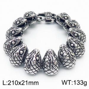 Stainless steel 210x21mm snake head chain special  lock clasp charm strong retro bracelet - KB168629-KJX