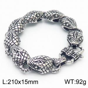 Stainless steel 210x15mm snake chain special  lock clasp charm strong retro bracelet - KB168630-KJX