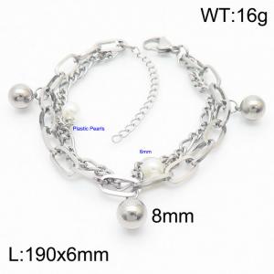 Stainless steel fashion hand stitching double-layer bracelet - KB168776-Z