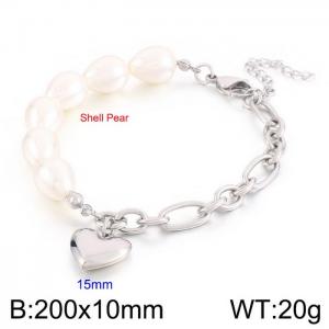 Shell Pearl Bracelet 18K gold simple design sensitive surface love stainless steel bracelet - KB168795-Z