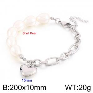 Shell Pearl Bracelet 18K gold simple design sensitive surface love stainless steel bracelet - KB168795-Z
