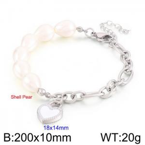 Shell Pearl Bracelet 18K gold simple design sensitive surface love stainless steel bracelet - KB168797-Z