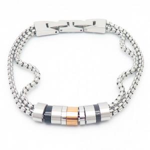 Stainless steel square pearl chain special links clasp mixed colors charm beautiful silver bracelet - KB169001-AQ