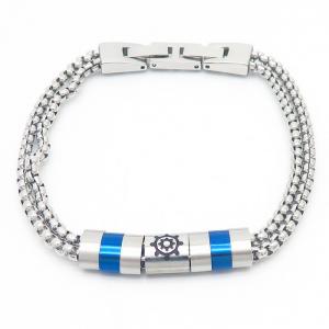 Stainless steel square pearl chain special links clasp mixed colors charm beautiful silver bracelet - KB169005-AQ