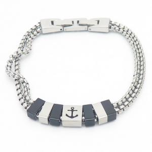 Stainless steel square pearl chain special links clasp mixed colors charm beautiful silver bracelet - KB169006-AQ
