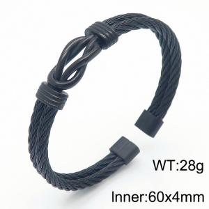 Stainless Steel Double Layer Cable Black Color Cuff Bracelets - KB169019-KLHQ