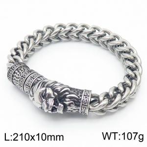 21cm Silver Color Stainless Steel Animal Lion Head Box Link Chain Bracelets - KB169047-KLHQ