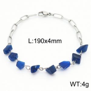 Vintage Titanium Steel Sapphire 190x4mm Steel Color Bracelet - KB169055-Z