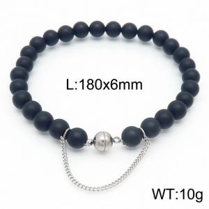 Cross border black 180x6mm bracelet paired with steel bead titanium steel bracelet - KB169114-Z