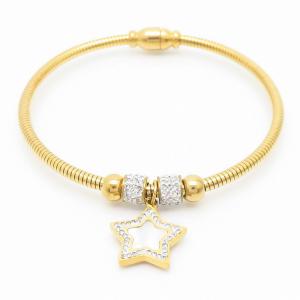Stainless Steel Bracelet Women With Pentagram Stone Pendant Gold Color - KB169152-HM