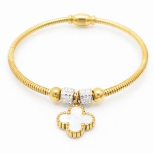 Stainless Steel Bracelet Women With Four Leaf Clover Stone Pendant Gold Color - KB169154-HM