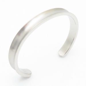 Women Casual Matte Silver Color Stainless Steel Open Bangle - KB169163-NT