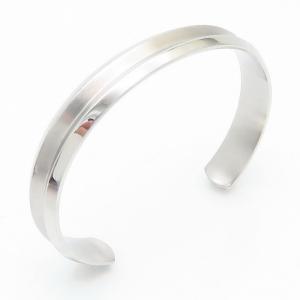 Women Casual Polished Silver Color Stainless Steel Open Bangle - KB169165-NT
