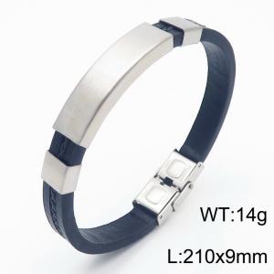 210mm Leather Bracelet with Stainless Steel Logo Customization Plate - KB169221-KLHQ