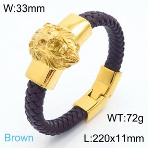 Stainless Steel Leather Bracelet - KB169230-KJX