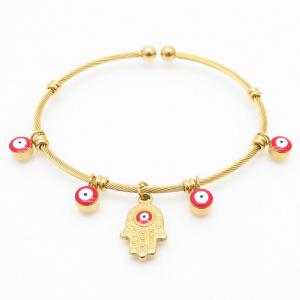 Red Color Evil Eye Easy Kobold Hook Stainless Steel Torques Pendant Bangles - KB169274-MW