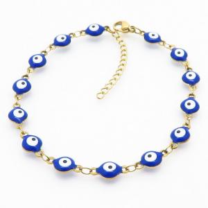 Blue Color Evil Eye Easy Hook Link Chain Stainless Steel Bracelets - KB169276-MW