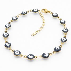 Black Color Evil Eye Easy Hook Link Chain Stainless Steel Bracelets - KB169277-MW