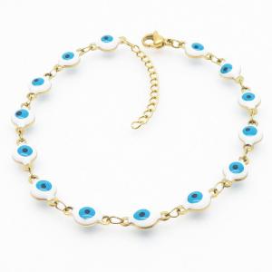 White Color Evil Eye Easy Hook Link Chain Stainless Steel Bracelets - KB169278-MW